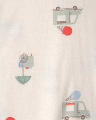 Toddler 2-Pack Ice Cream Truck 100% Cotton Snug Fit 1-Piece Pajama - Blue/Ivory