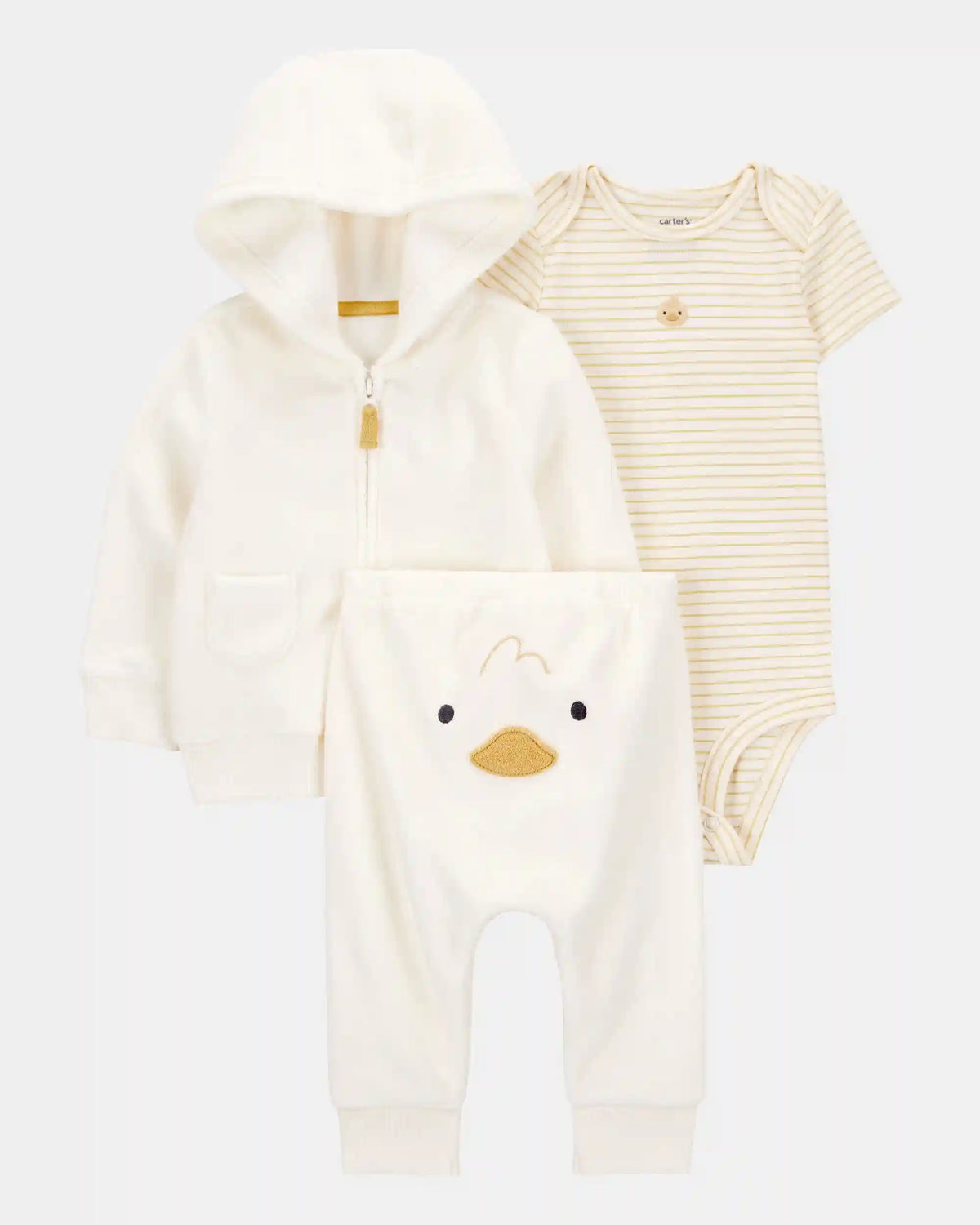 Baby 3-Piece Duck Little Cardigan Set - Ivory