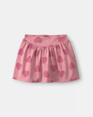 Girls Heart Cotton Skort - Pink