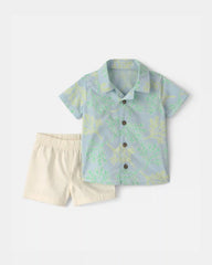 Baby Boy 2-Piece Coral Top & Short Set - Blue/Ivory