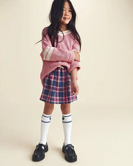 Girls 2-Piece Varsity Sweater - Pink/Cream