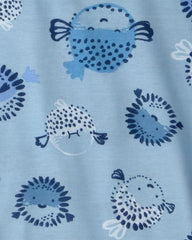 Toddler Boy 2-Piece Puffer Fish Short-Sleeve Pajama Set - Blue