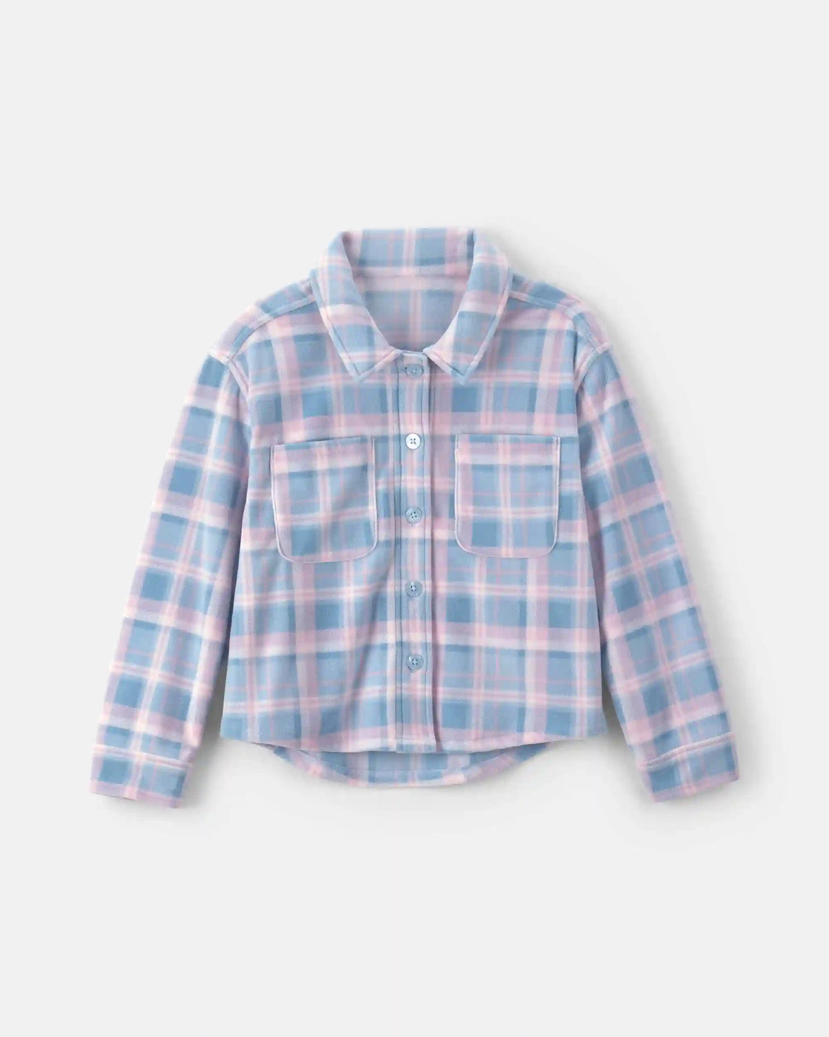 Girls Plaid Fleece Jacket - Blue
