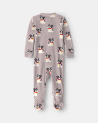 Toddler Boy 1-Piece Dog DreamPlush Snug Fit Footed Pajama - Grey