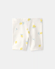 Toddler Girl Lemon Bike Shorts - Cream