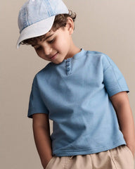 Toddler Boy Henley Tee - Blue