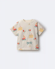 Toddler Dolman Tee in Sandcastle Print - Cream