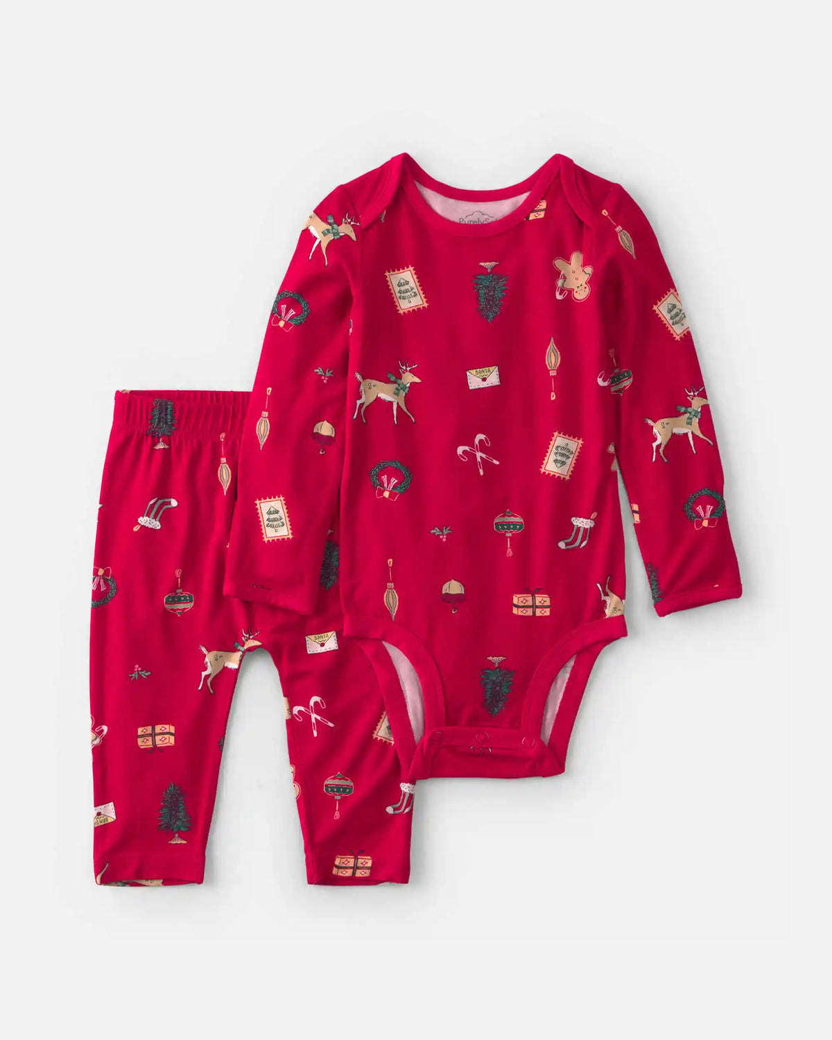 Baby 2-Piece Christmas PurelySoft™ Long-Sleeve Bodysuit & Pant Set - Red
