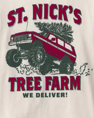 Boys 'St. Nick's Tree Farm' Long-Sleeve Graphic Tee - Cream