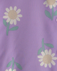 Toddler Girl Flower Short-Sleeve 2-Piece Pajama Set - Purple