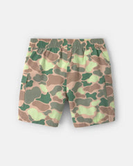 Boys Camo Canvas Cargo Shorts - Green