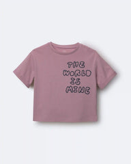 Toddler 'The World Is Mine' Rolled Cuff Tee - Mauve