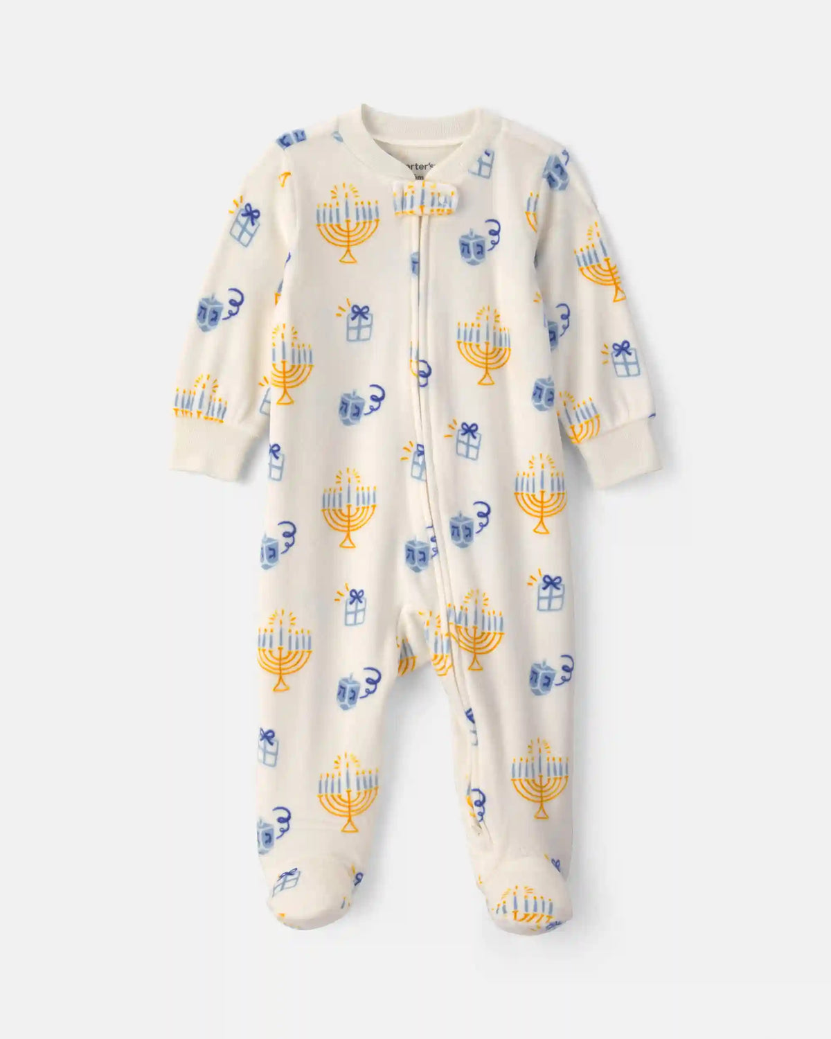 Baby Hanukkah 2-Way Zip DreamPlush Sleep & Play Pajamas - Cream