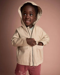Toddler Boy Zip-Up Hooded Jacket with Pockets - Khaki
