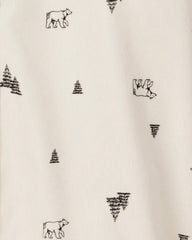 Boys Christmas Print Corduroy Long-Sleeve Button-Down Shirt - Ivory