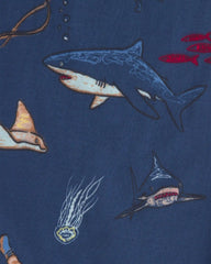 Boys Boat 100% Cotton Snug Fit 4-Piece Pajama Set - Blue