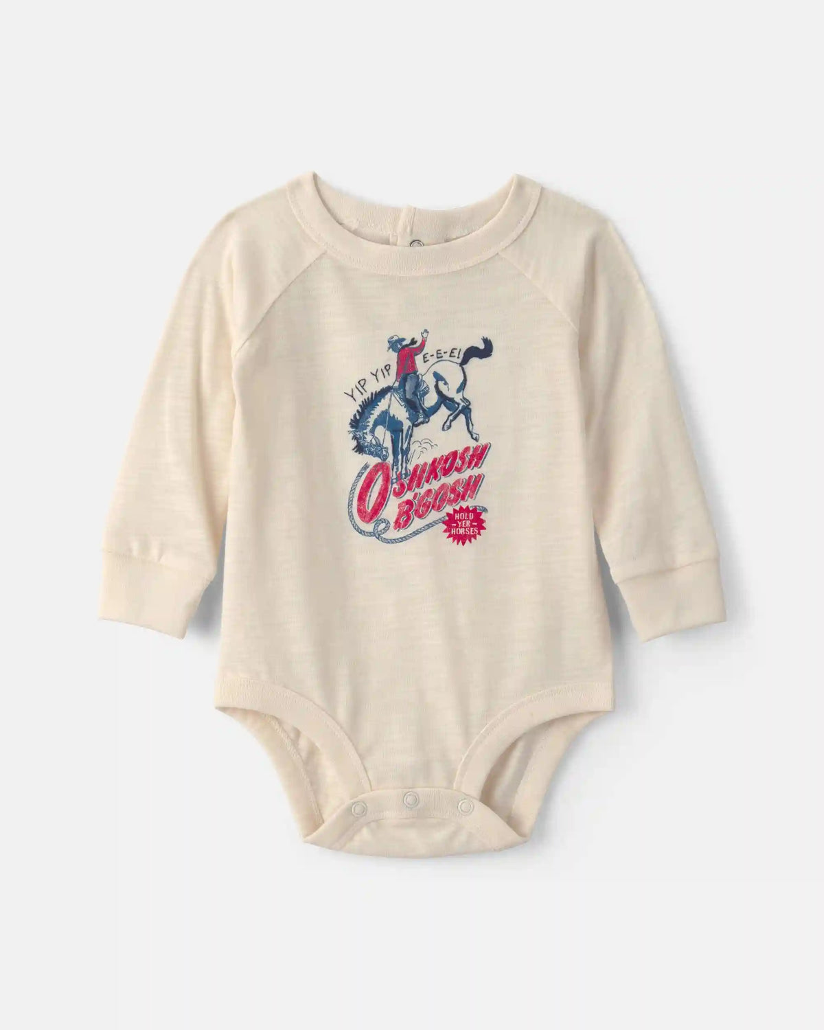 Baby Boy Cowboy Long-Sleeve Graphic Bodysuit - Cream