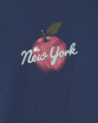 Girls 'New York' Apple Graphic Tee - Navy Blue