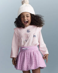 Toddler Girl Skiing Squish Long-Sleeve Top - Light Pink