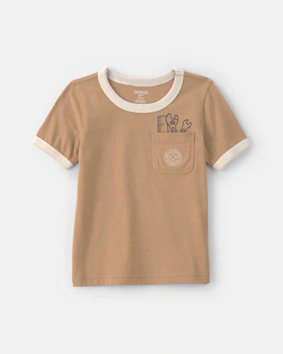 Toddler Boy Tools Embroidered Pocket Graphic Tee - Tan