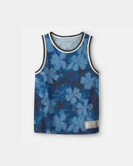Boys Floral Mesh Muscle Tank - Blue