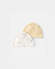 Baby 2-Pack Constellation PurelySoft Caps - Yellow/Cream