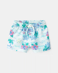 Baby Boy 2-Piece Tropical Beach Rashguard Trunk Set - Blue