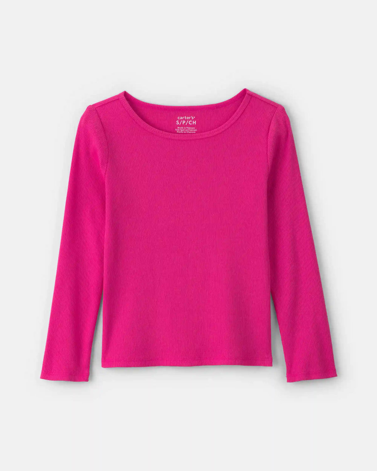 Girls Long-Sleeve Ribbed Top - Pink