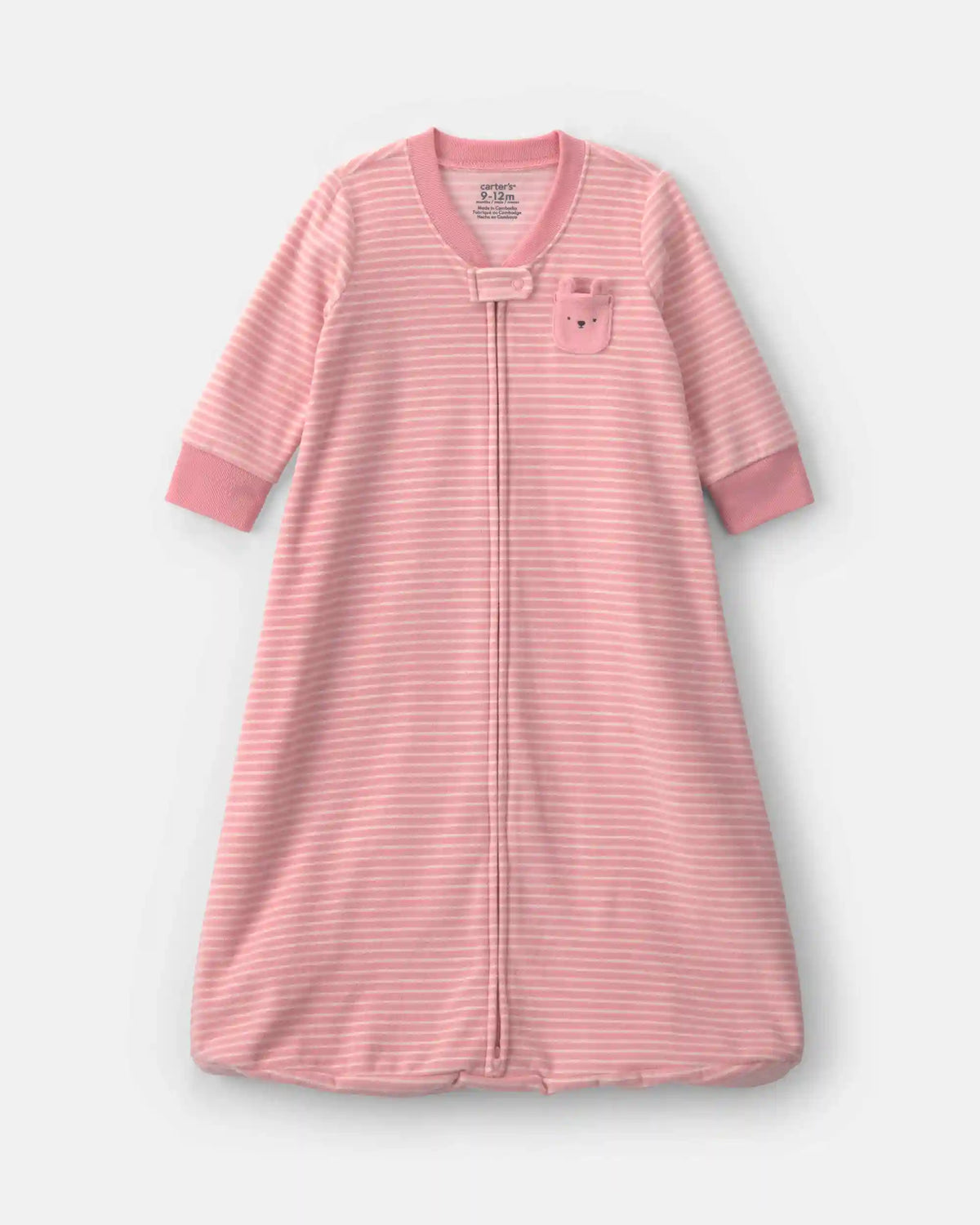 Baby Girl Striped Fleece Sleep Bag - Pink
