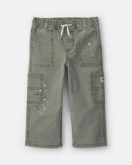 Toddler Boy Splatter Paint Wide-Leg Carpenter Pants - Green