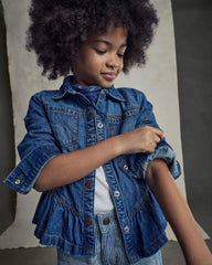 Girls Denim Long-Sleeve Top - Medium Wash