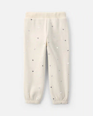 Toddler Girl Polka Dot Fleece Joggers - Cream