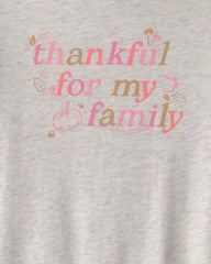 Girls 'Thankful' Long-Sleeve Graphic Tee - Grey