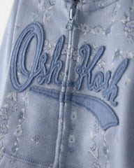 Baby Girl Floral OshKosh Logo Zip-Up Hoodie - Blue