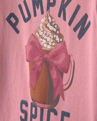 Girls 'Pumpkin Spice' Graphic Tee - Pink/Blue