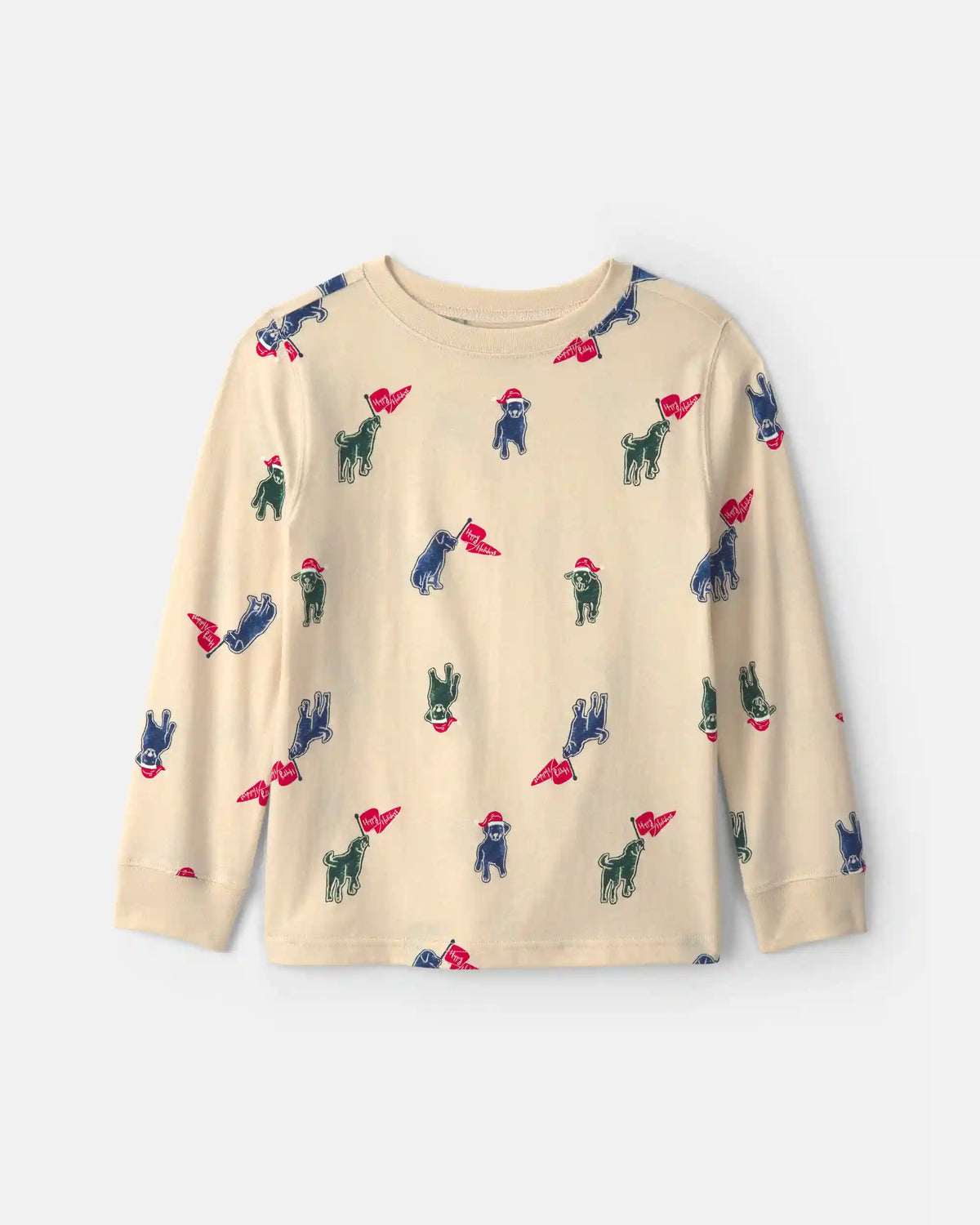 Boys Christmas Dog Long-Sleeve Tee - Cream