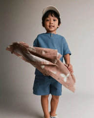Toddler Boy Henley Tee with Pocket - Slate Blue